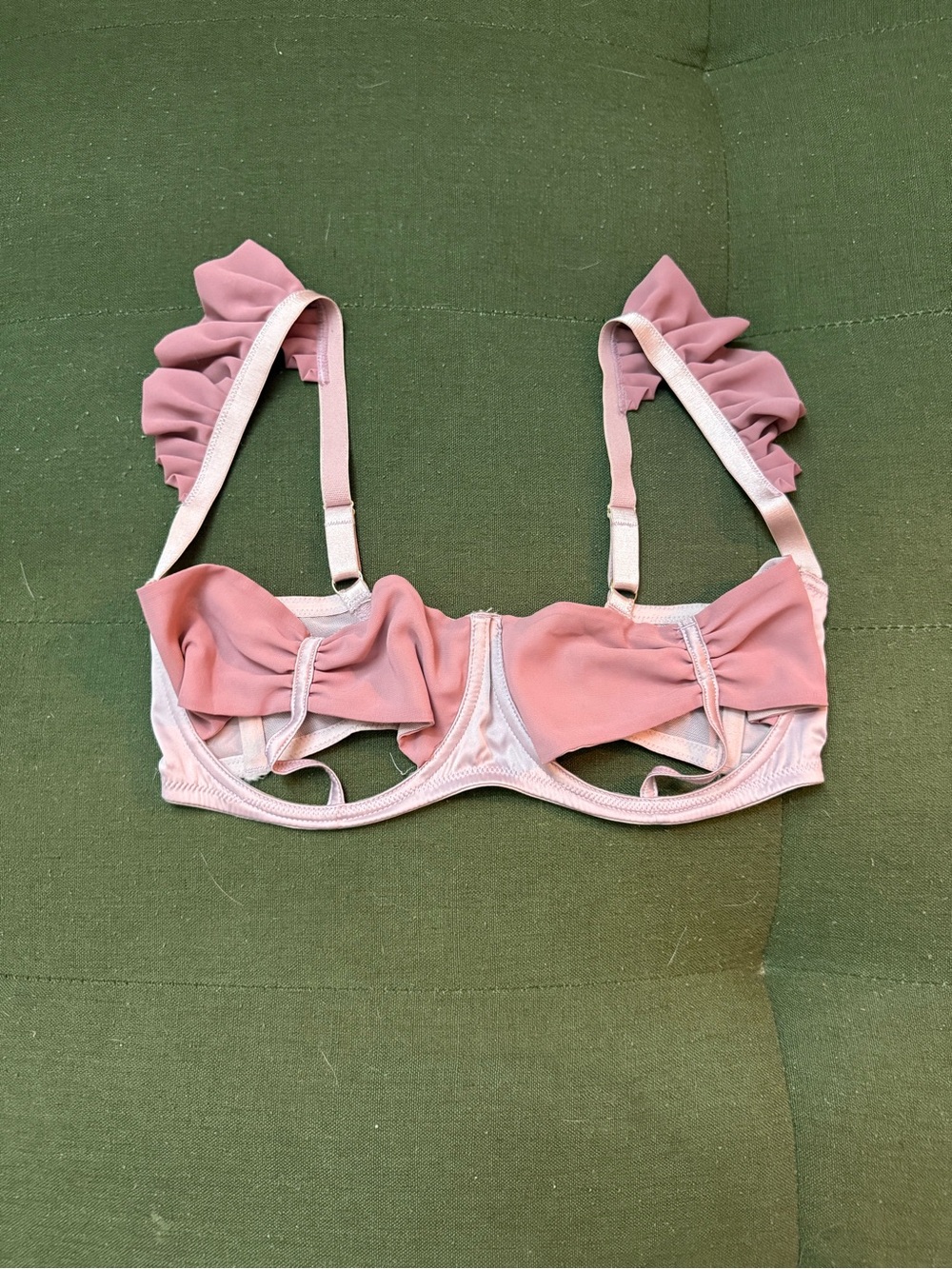 Playful Promises Lana Heather Satin Bow Open Bra